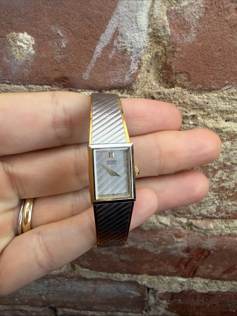 Seiko Two-Tone Rectangular Women's Watch - Gold & Silver